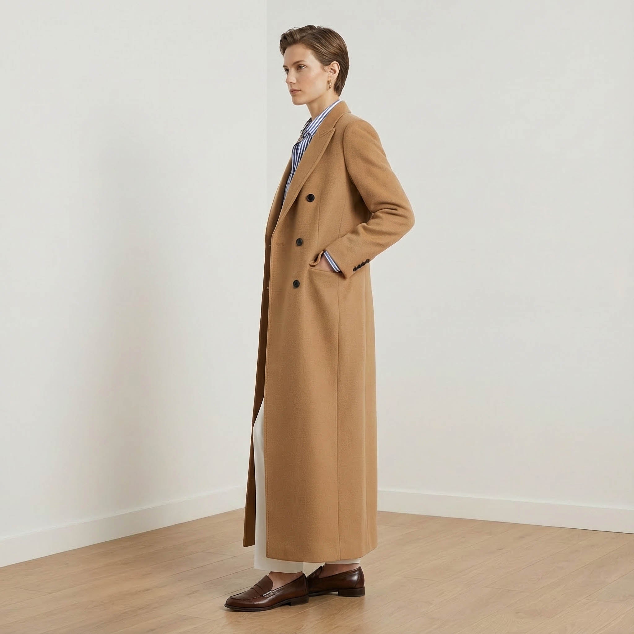 The Noir Signature: Camel %100 Kaşmir Uzun Palto