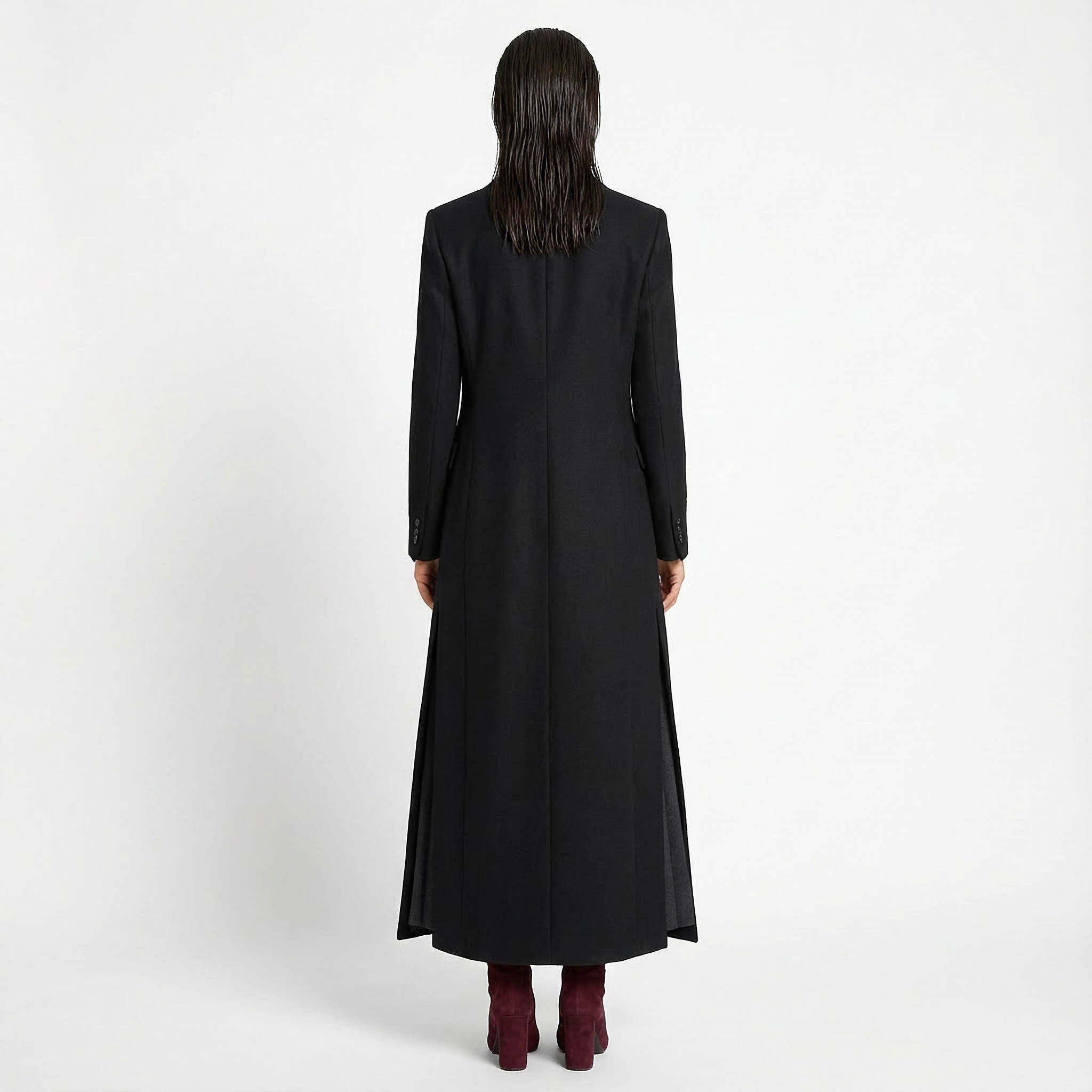 Premium Yün Maksi Palto | Yan Yırtmaçlı Kruvaze